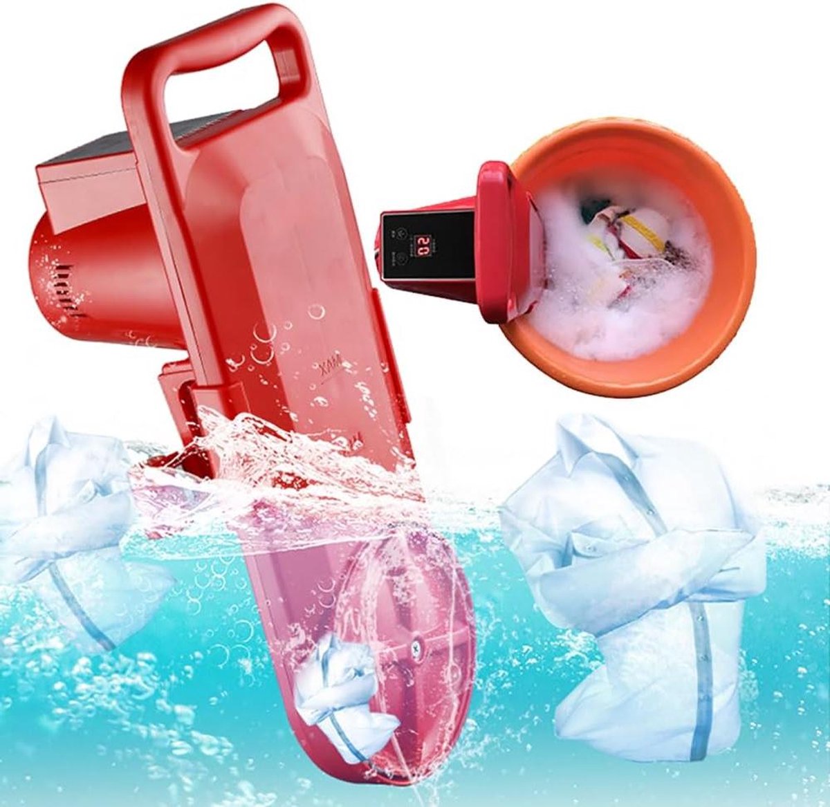 Draagbare Wasmachine Mini Wasser Snel Wassen Twee Richtingen Rotatie 3kg Capaciteit Rood