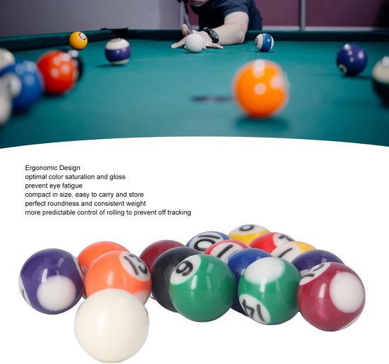 Mini Biljartballen Set - Pool Ballen - Spelplezier Binnen - Duurzaam Polyesterhars - 25mm - Multicolor van mini — afbeelding 3