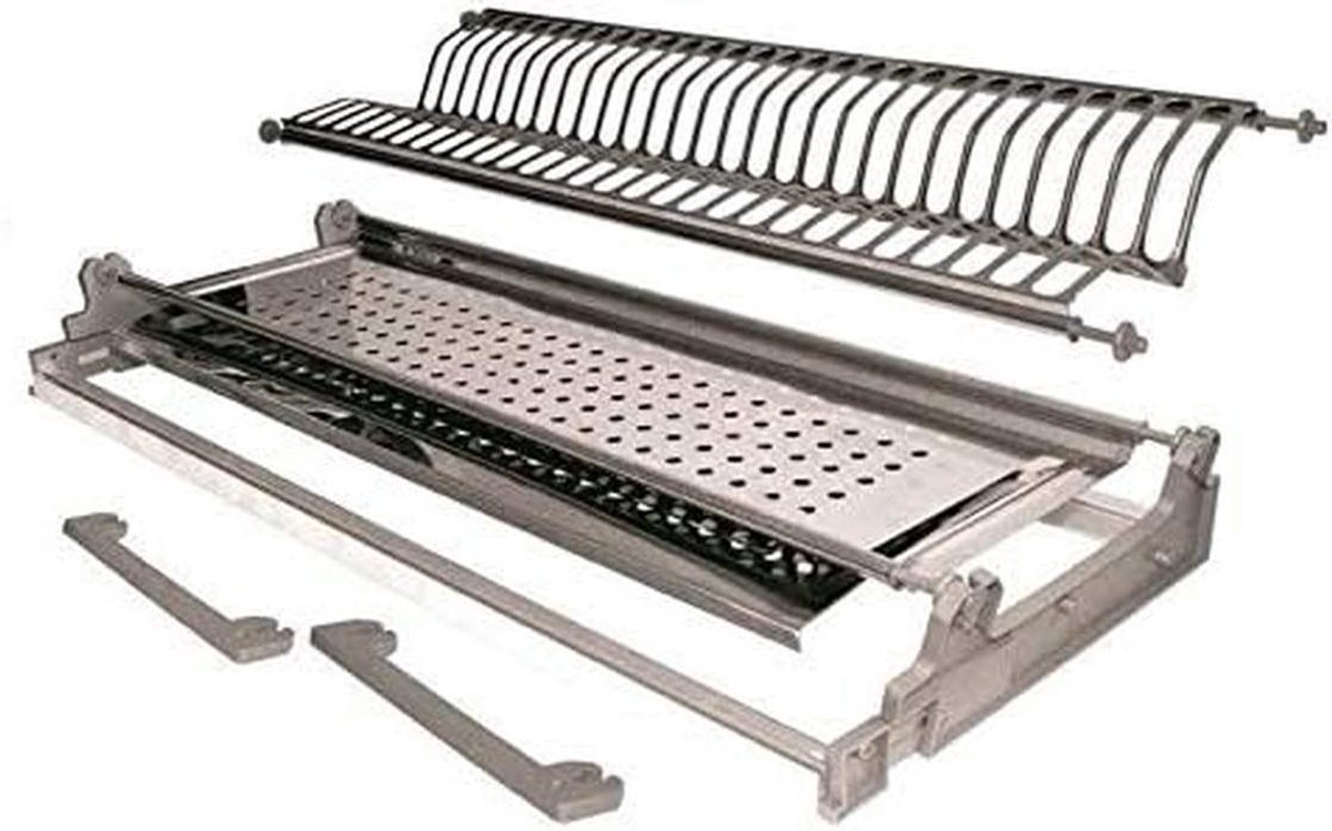 Afdruiprek 76 cm met veeraansluiting en frame - roestvrij staal - verstelbaar