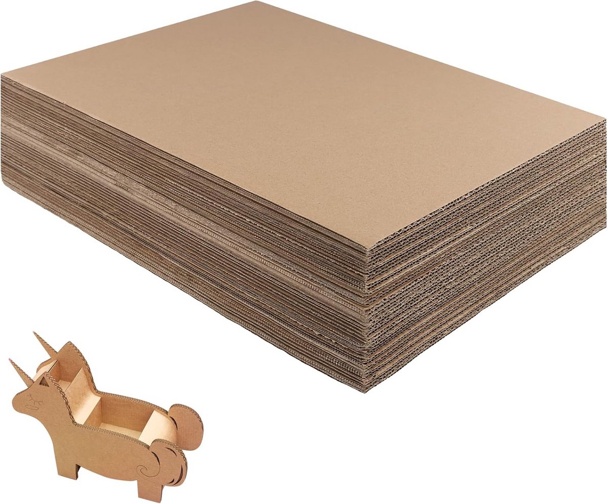 Kartonnen Vellen - Golfkarton A3 - DIY Projecten - 3mm Dik - 40x30 cm - Bruin