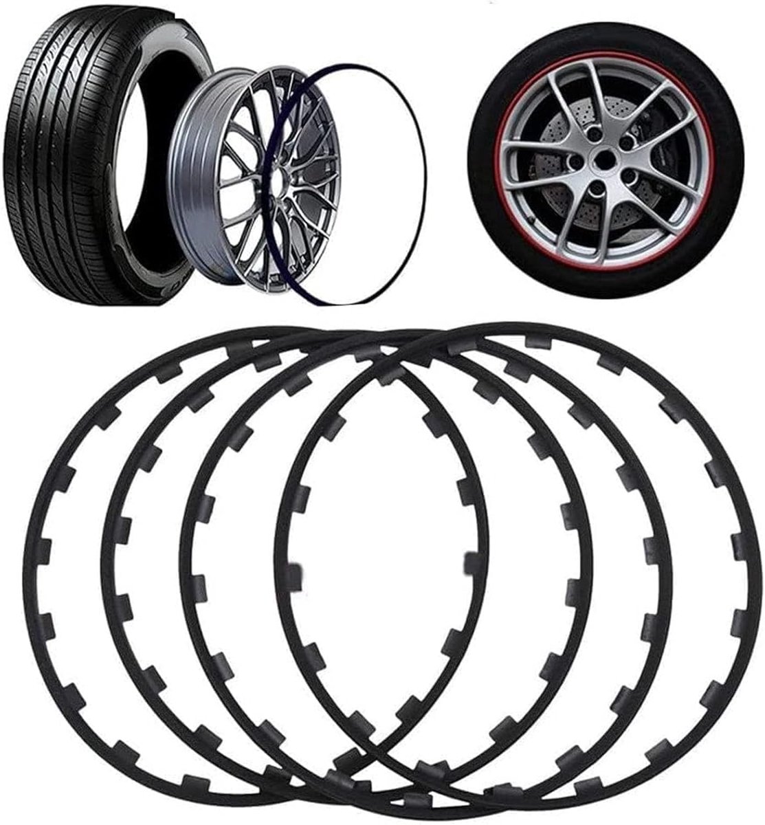 Velgenbescherming Set - Wielnaaf Beschermers - Krassen Voorkomen - Elastisch Materiaal - 16-20 Inch - Meerdere Kleuren