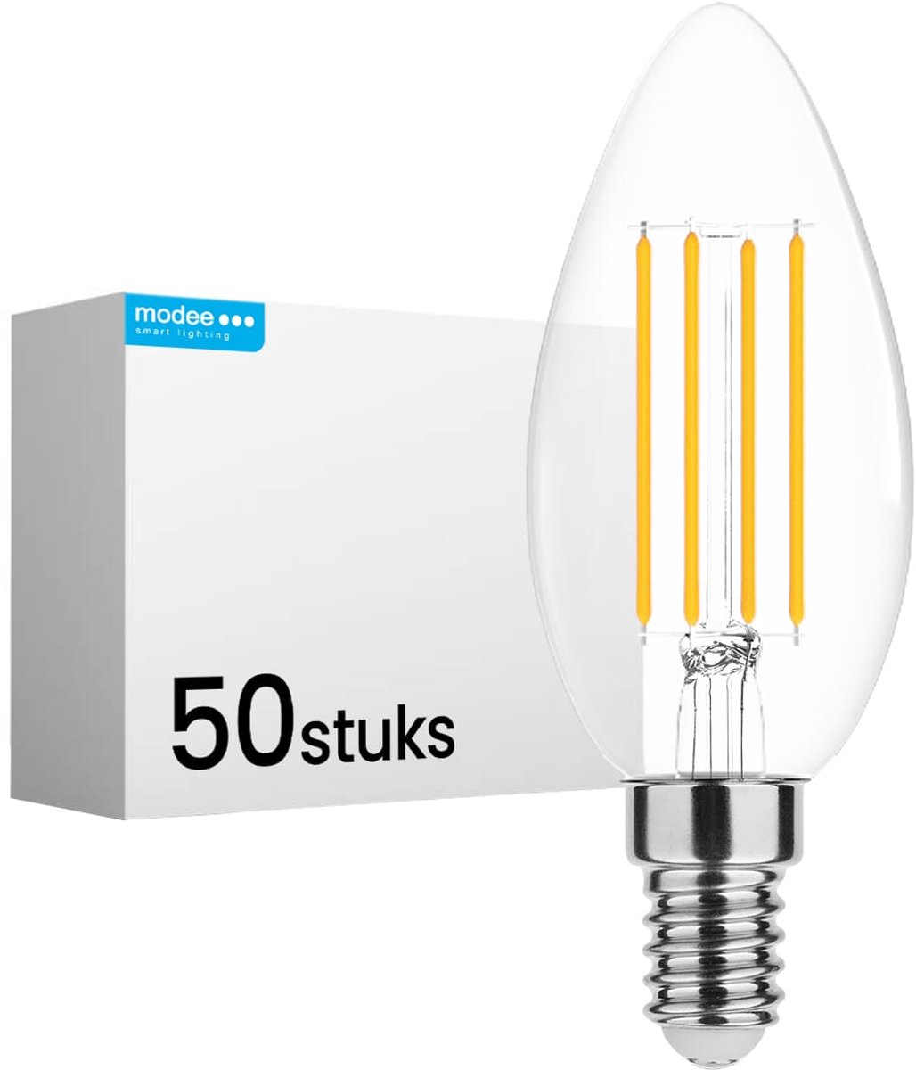 Modee E14 LED Lamp 7W - 806lm - 4000K - Neutraal Wit - LED Filament Kaarslamp B35 - Vervangt 60W Halogeen Gloeilamp - 50 stuks