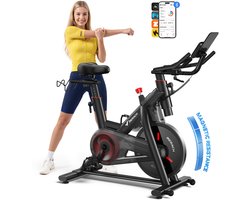 MERACH Hometrainer fiets - 16 verstelbare magnetische weerstandfitness - Bluetooth LCD-display - tablethouder - 10 kg vliegwiel - comfortabel en stil fietstrainer - tot 158 kg