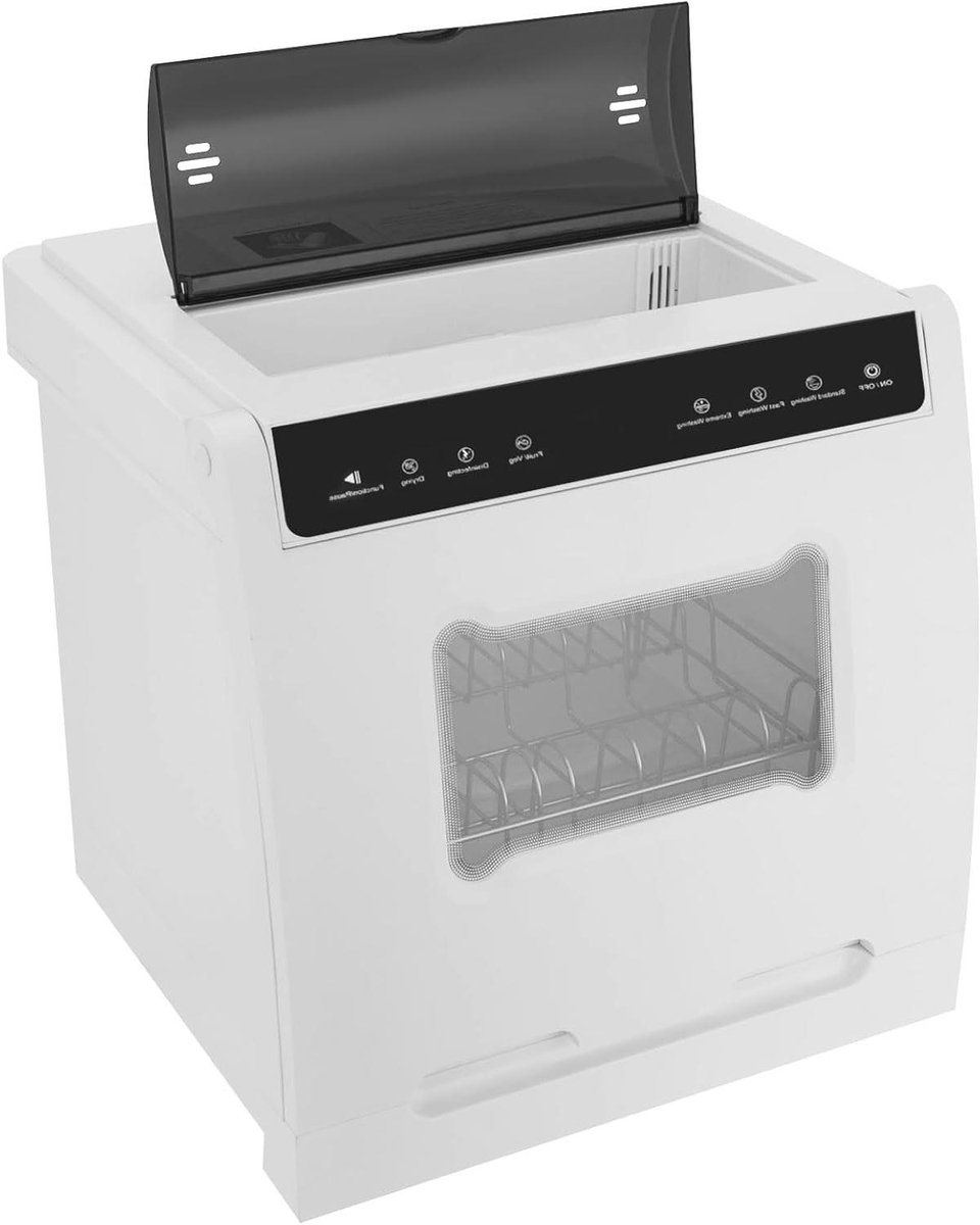 Tafel Afwasmachine Mini Vaatwasser Kleine Keukens Vier Programma's 45 x 40 x 40cm Wit