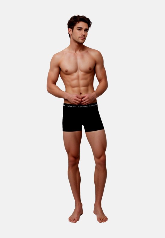 Björn Borg Cotton Stretch trunks - heren boxers korte pijp (3-pack) - zwart - zwart - zwart