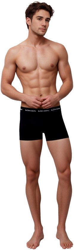 Björn Borg Cotton Stretch trunks - heren boxers korte pijp (3-pack) - zwart - zwart - zwart