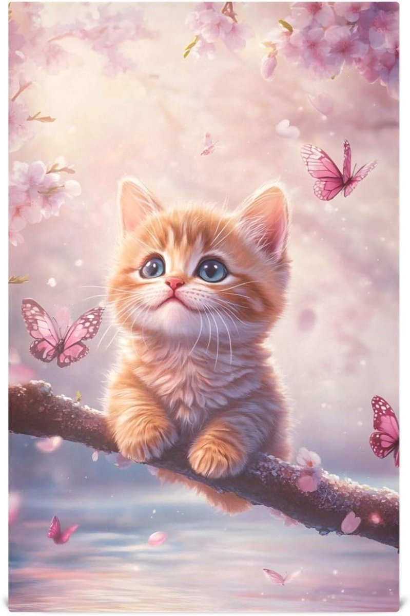 Keukendoeken Set - Vaatdoeken - Keuken Schoonmaken - Schattig Katten Design - Set van 6 - Roze