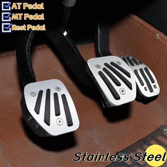 Pedaal Covers - Auto Pedalen - Verbeterde Grip - Roestvrij Staal - One Size - Zilver Zwart — afbeelding 5
