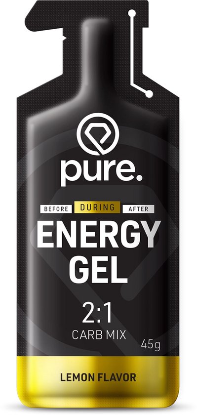 Pure. Energy Gel: 2:1 Carb Mix, Lemon Flavor, 45g.