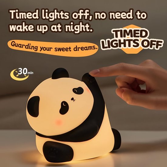Kleurrijke Panda Nachtlamp - LED Sfeerverlichting met Timer & Touch Bediening — afbeelding 2