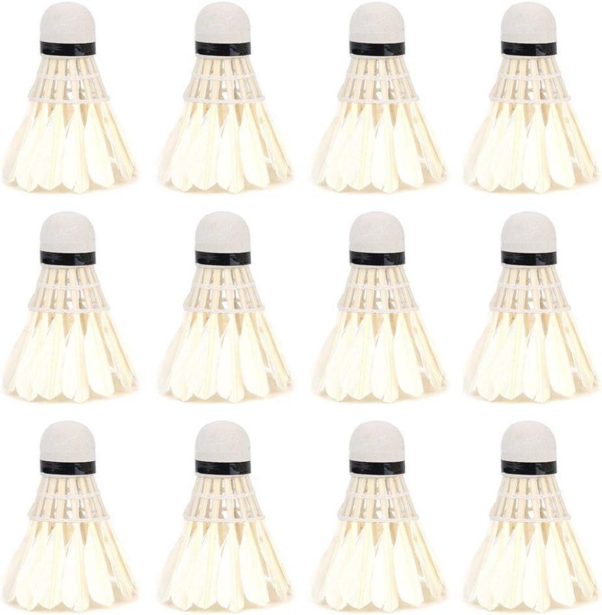 Badminton Ballen - Vliegende Schijven - Sport Oefenen - Duurzaam Veerontwerp - 12 Stuks - Wit