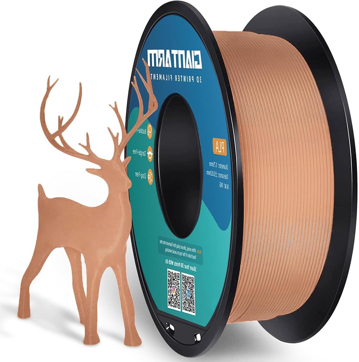 PLA filament - 3D printmateriaal - 3D printen - Nauwkeurige diameter - 175 mm 1 kg - Bruin