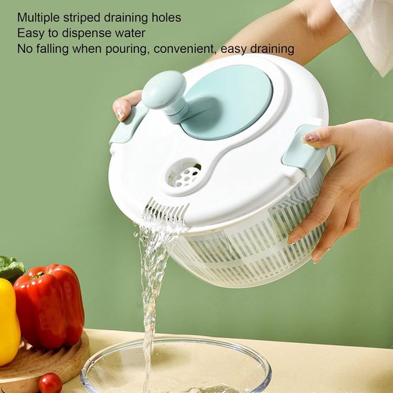 Salade Spinner Kom - Groente Droger - Snel Salades Maken - Multifunctioneel Ontwerp - 5L Capaciteit - Blauw — afbeelding 2