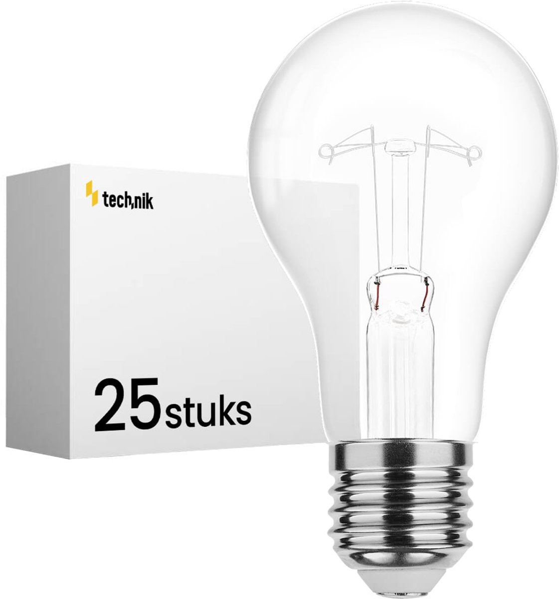 Technik E27 Wolfraam-Gloeilamp Dimbaar 150W - 2700K - Warm Wit - Gloeilamp Globe A70 - 25 stuks