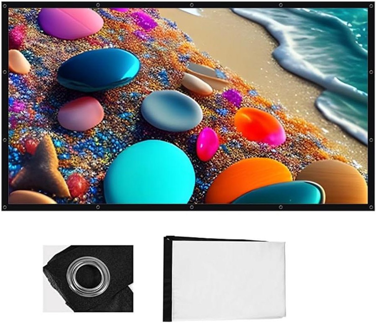 Projectiescherm - Beamer Scherm - Thuisbioscoop Creëren - Opvouwbaar Anti Rimpel - 200 inch - Wit