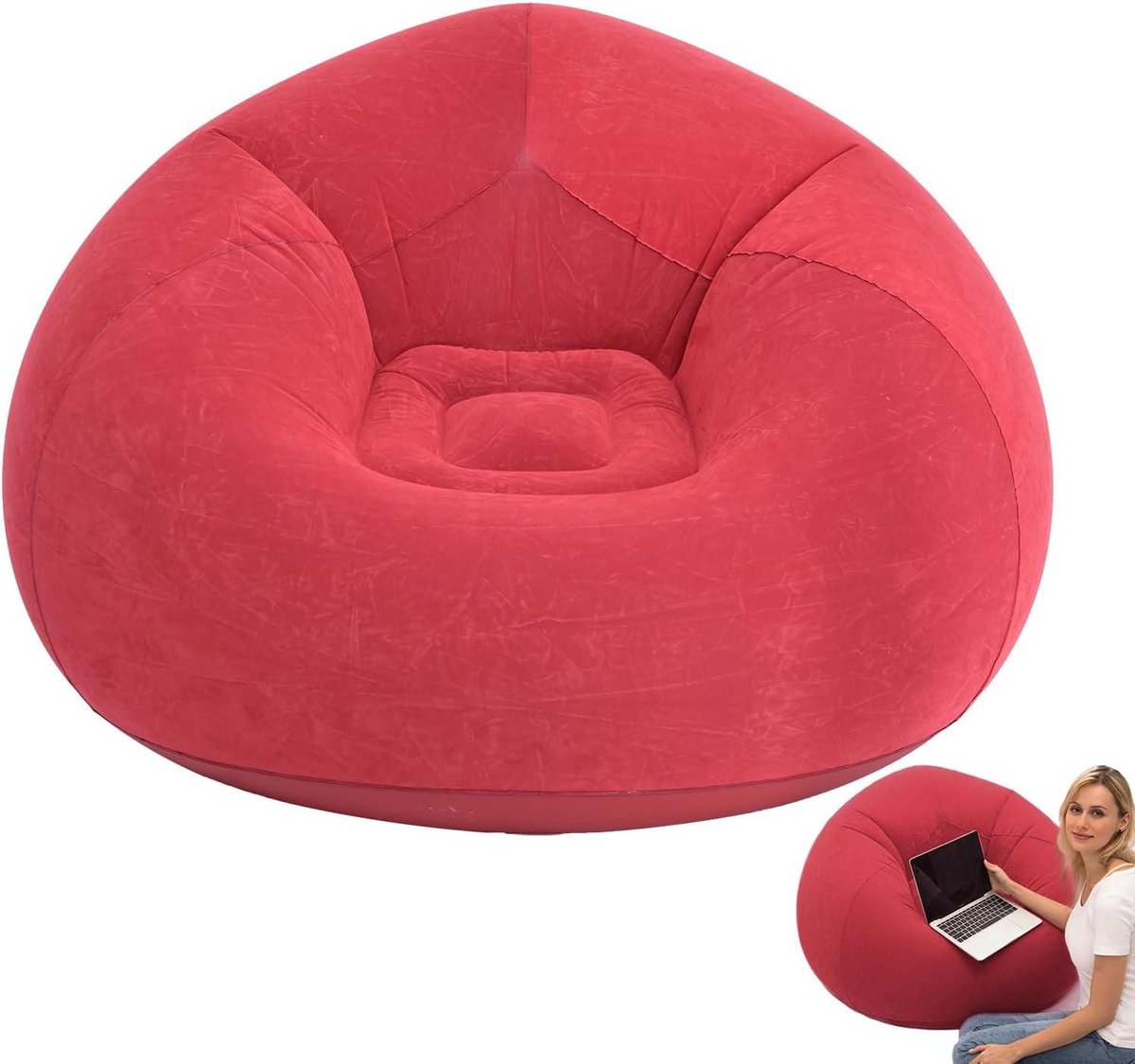 Opblaasbare zitzak - Loungestoel comfort - Ontspannen thuis - Ergonomische vorm - 110 x 11