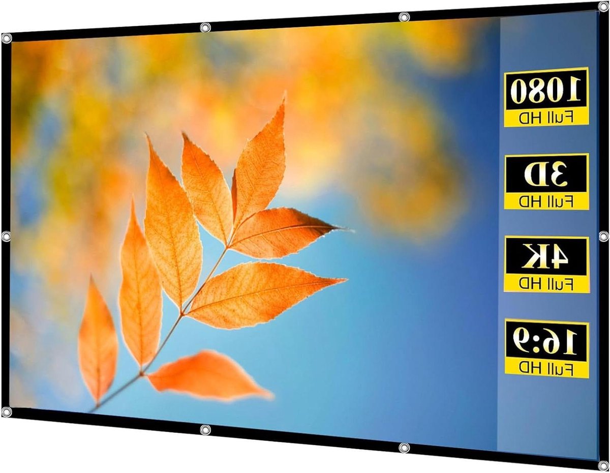 Opvouwbaar Projectiescherm - Draagbaar Filmscherm - Thuisbioscoop Buiten - Front en Rear Projectie - 120 Inch - Wit