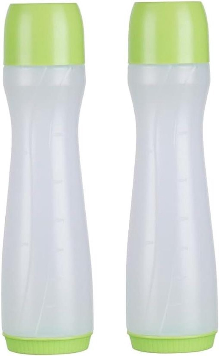 Beslag Fles - Mengbeker Doseerfles - Pannenkoeken Bakken - Handige Mengballen - 28.5 cm Hoog - Groen