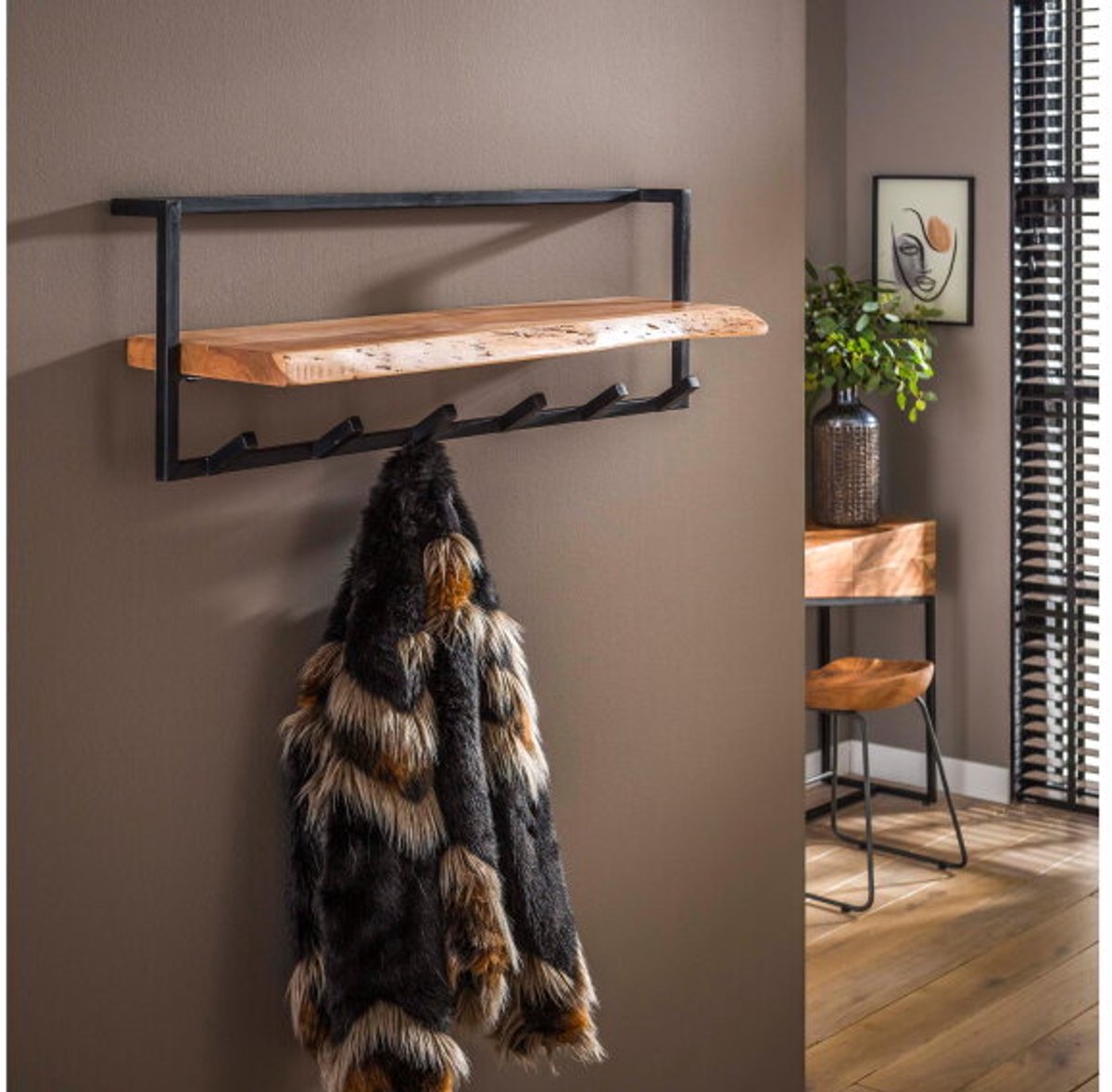 Meubelplaats Kapstok Edge Acacia 6 Haken | Meubelplaats massief acacia naturel