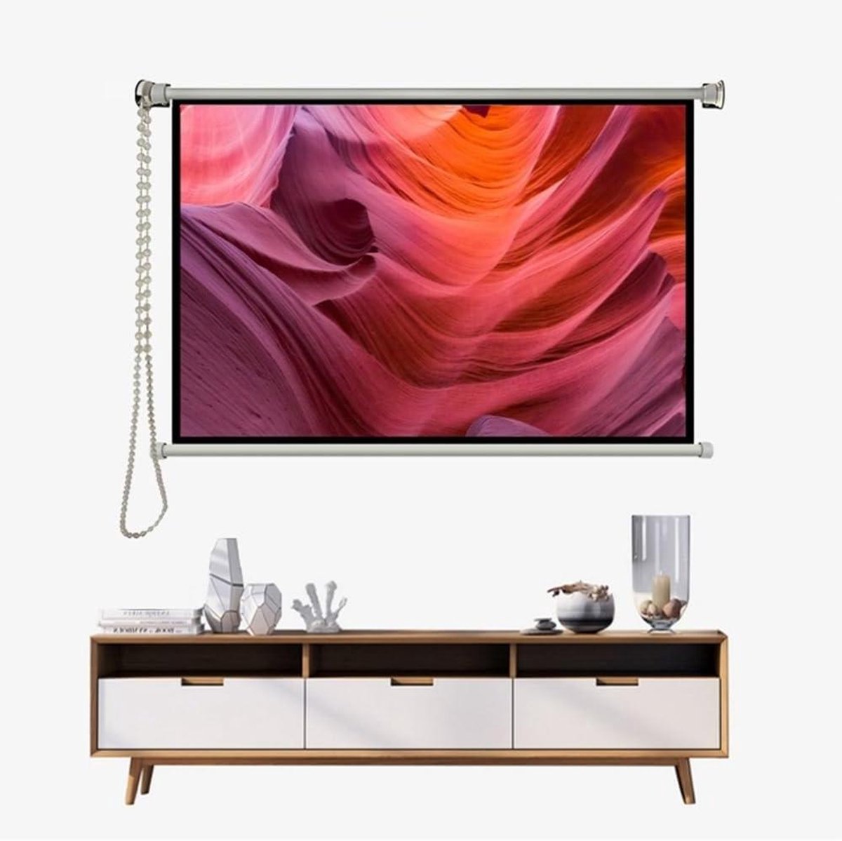 Draagbaar projectiescherm, Handmatig neerklapbaar projectorscherm 40-72 inch 4:3 16:9 Wit 4K Wandmontage Binnen Buiten(72 Inch 4:3)