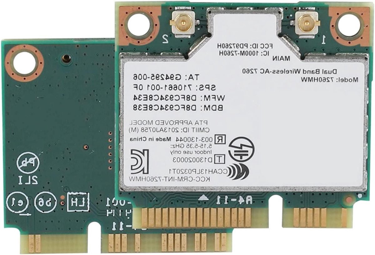 Draadloze Netwerkkaart - Wifi Bluetooth - Laptop Upgrade - Dual Band AC - Mini PCI-E - Zwart