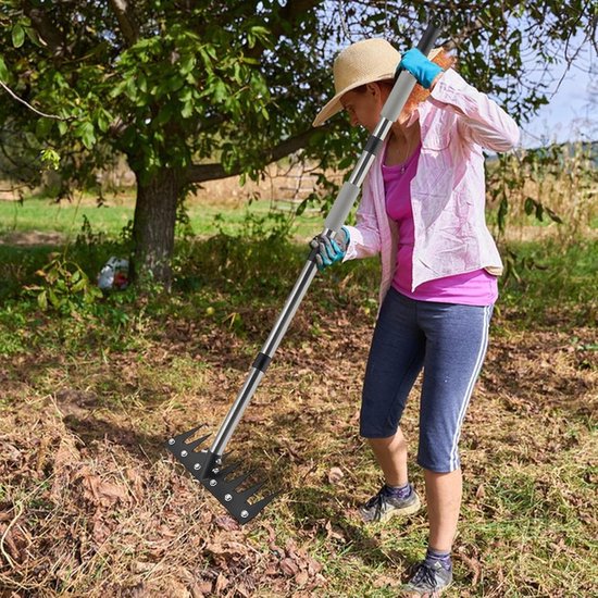 Onkruidsteker met steel - Onkruidgrijper gazon - Tuinonderhoud vereenvoudigen - Verstelbare lengte - 84 tot 157 cm - Zilverkleurig — afbeelding 3