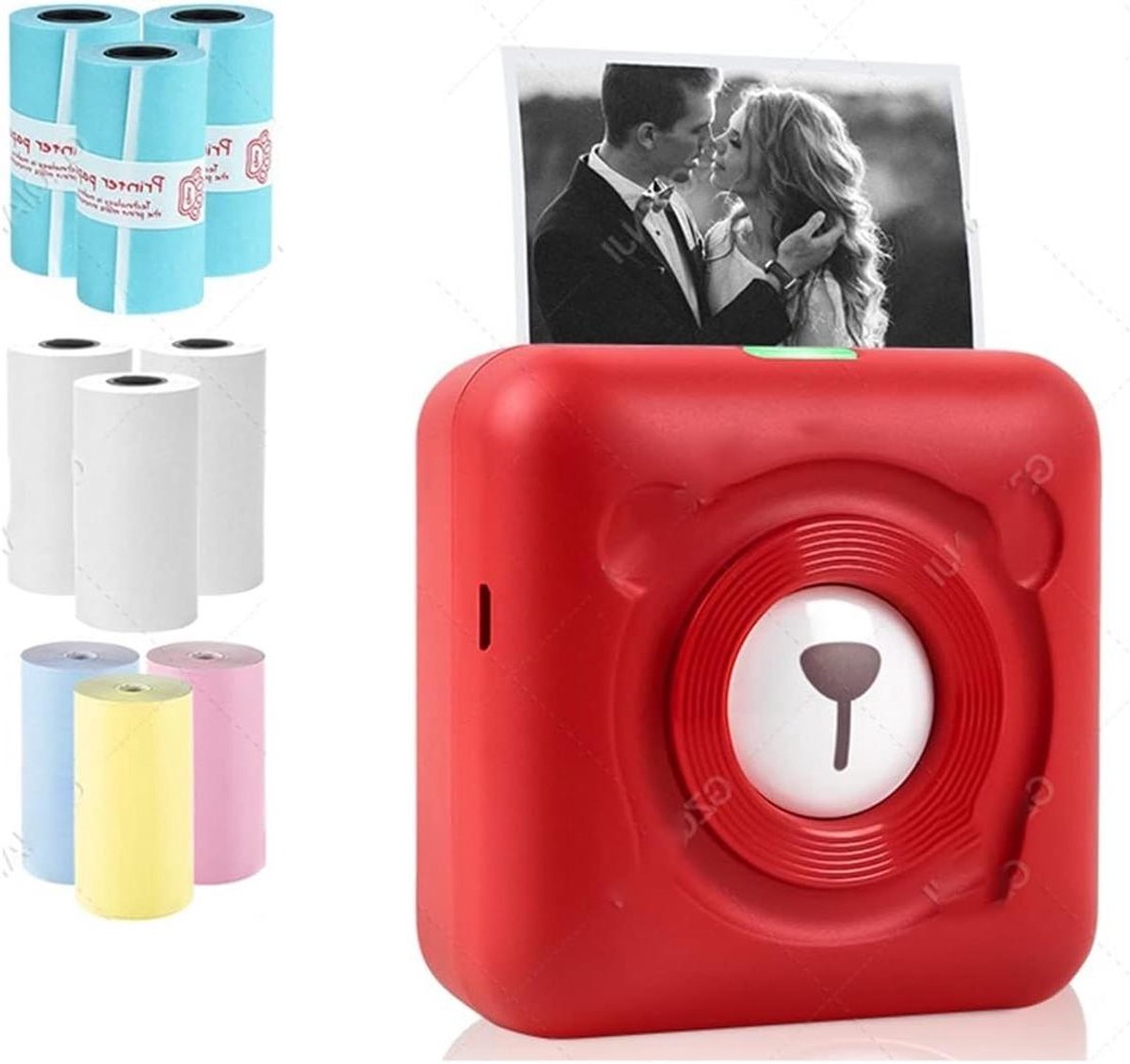 Mini Fotoprinter - Pocket Printer - Direct Printen - Draagbaar en Lichtgewicht - 58 mm Papierbreedte - Rood