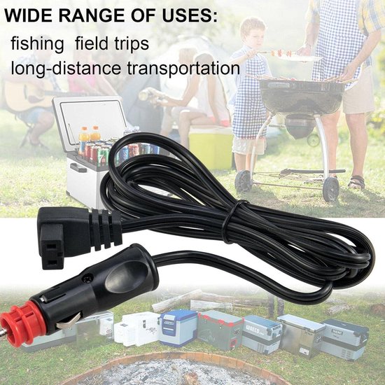 Koelkast Kabel - Voedingskabel Mini - Auto Koelkast - 12 Volt Stekker - 10 Stuks - Zwart — afbeelding 2