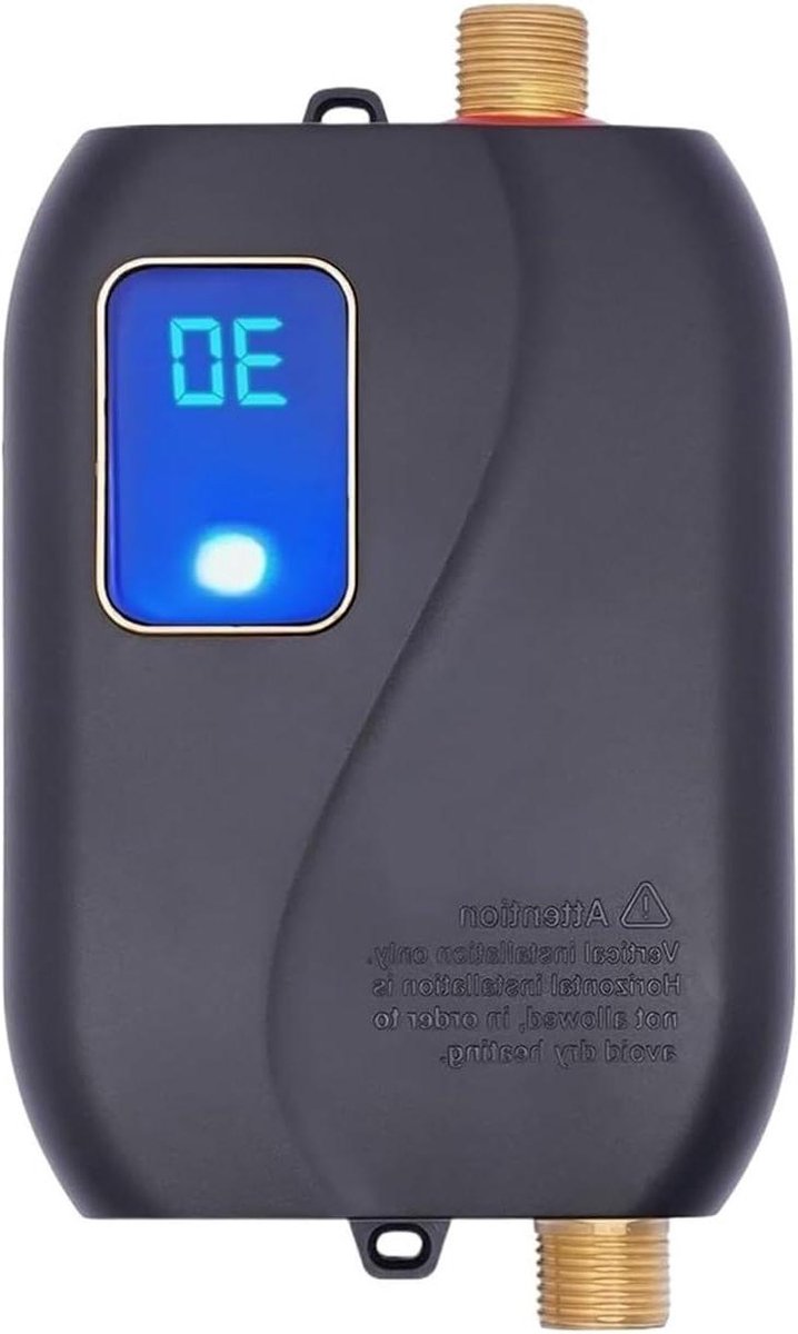 Doorstroomverwarmer - Tankloos apparaat - Dagelijks wassen - Direct warm water - 3000 W - Zwart