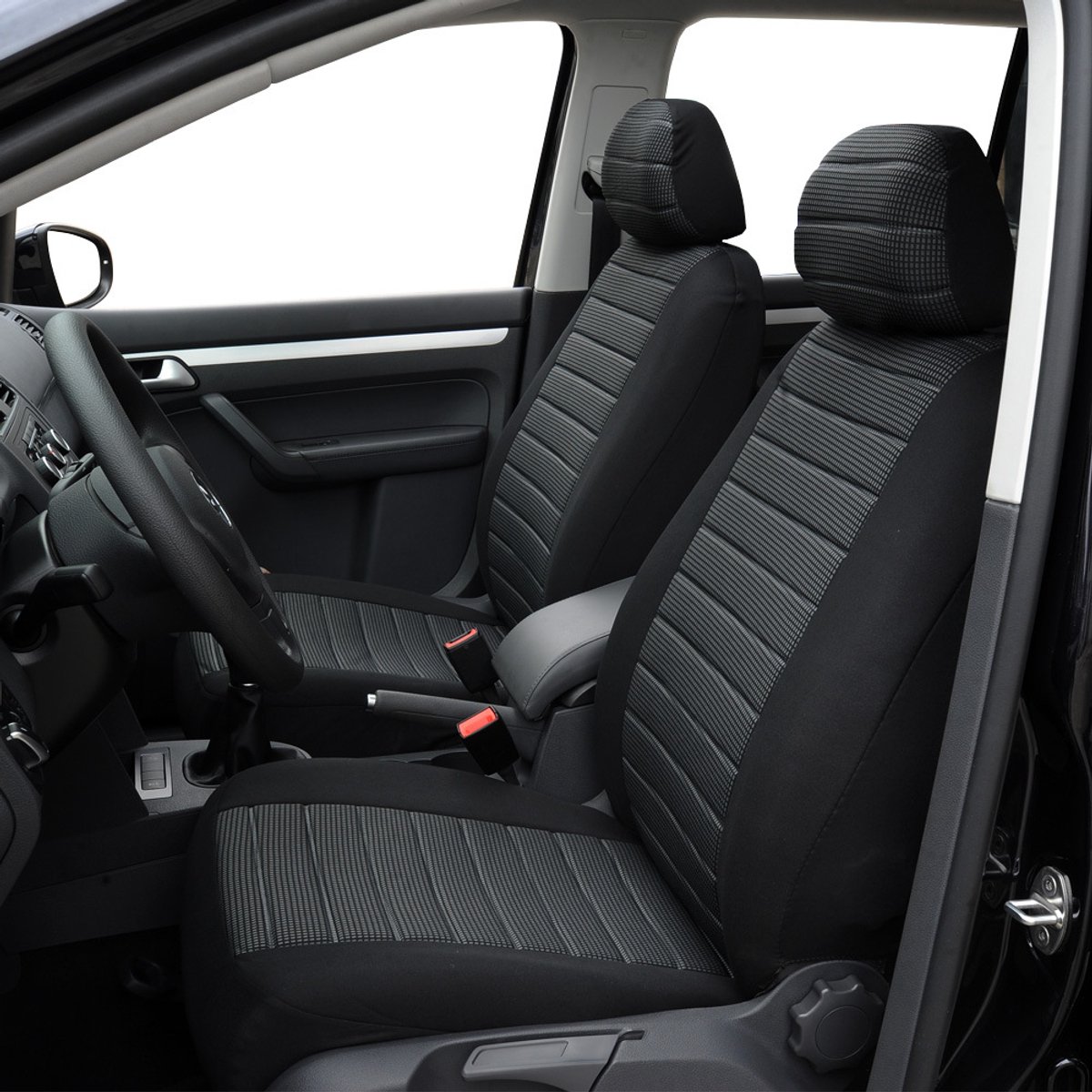 Stoelhoes Auto - Universele Autostoelhoezen - voor- en achterbank - Stijlvol - Auto Accessoires Interieur Decoratie - eenvoudig te installeren hoezenset - accessoires - voor auto's / SUV - Zwart/Grijs