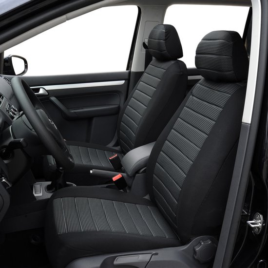 Stoelhoes Auto - Universele Autostoelhoezen - voor- en achterbank - Stijlvol - Auto Accessoires Interieur Decoratie - eenvoudig te installeren hoezenset - accessoires - voor auto's / SUV - Zwart/Grijs