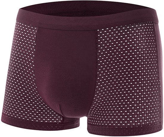 Boxershorts voor heren van bamboevezels, koel en dun ondergoed van ijzijde, naadloos en ademend, Paars,XXL