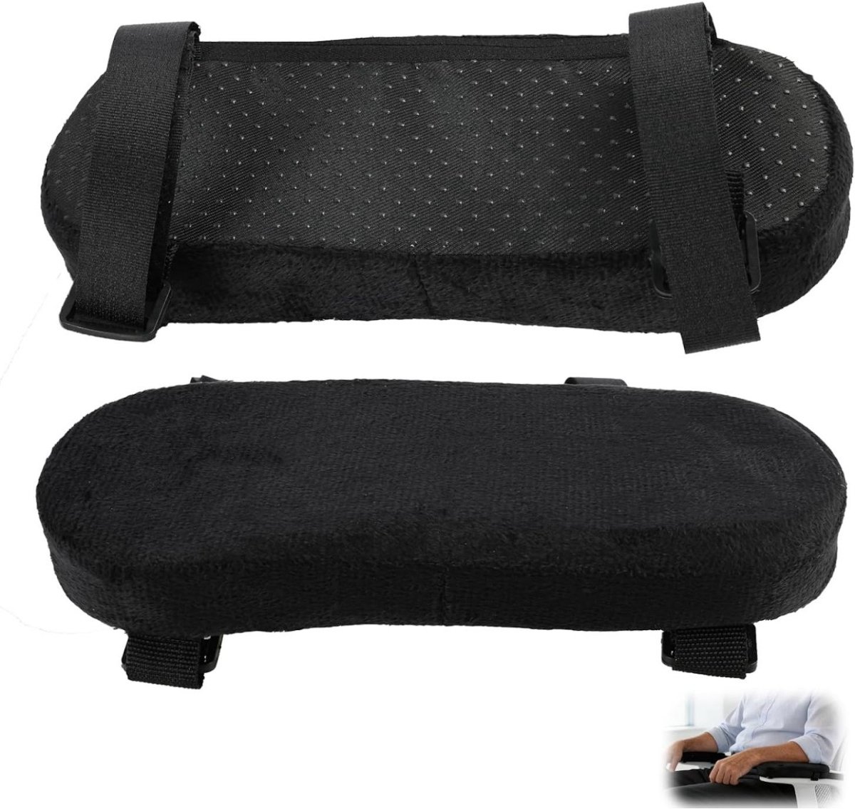 longziming -Armleuning Kussen - Elleboogsteun - Ergonomisch Stoelaccessoire - Hoogdicht Memory Schuim - Verstelbare Antislip Banden - Polyester - Wasbaar En Zacht - Verlicht Druk Bij Lang Werken - 2 Stuks