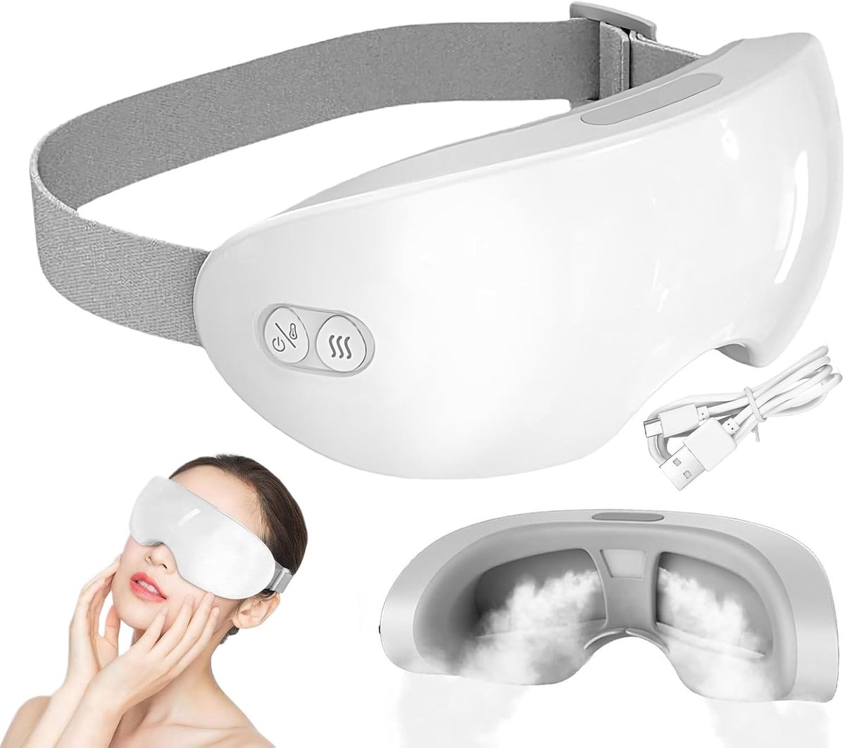 Oogmassageapparaat – elektrisch verwarmingspres met verstelbare stoomfunctie voor stille, comfortabele
