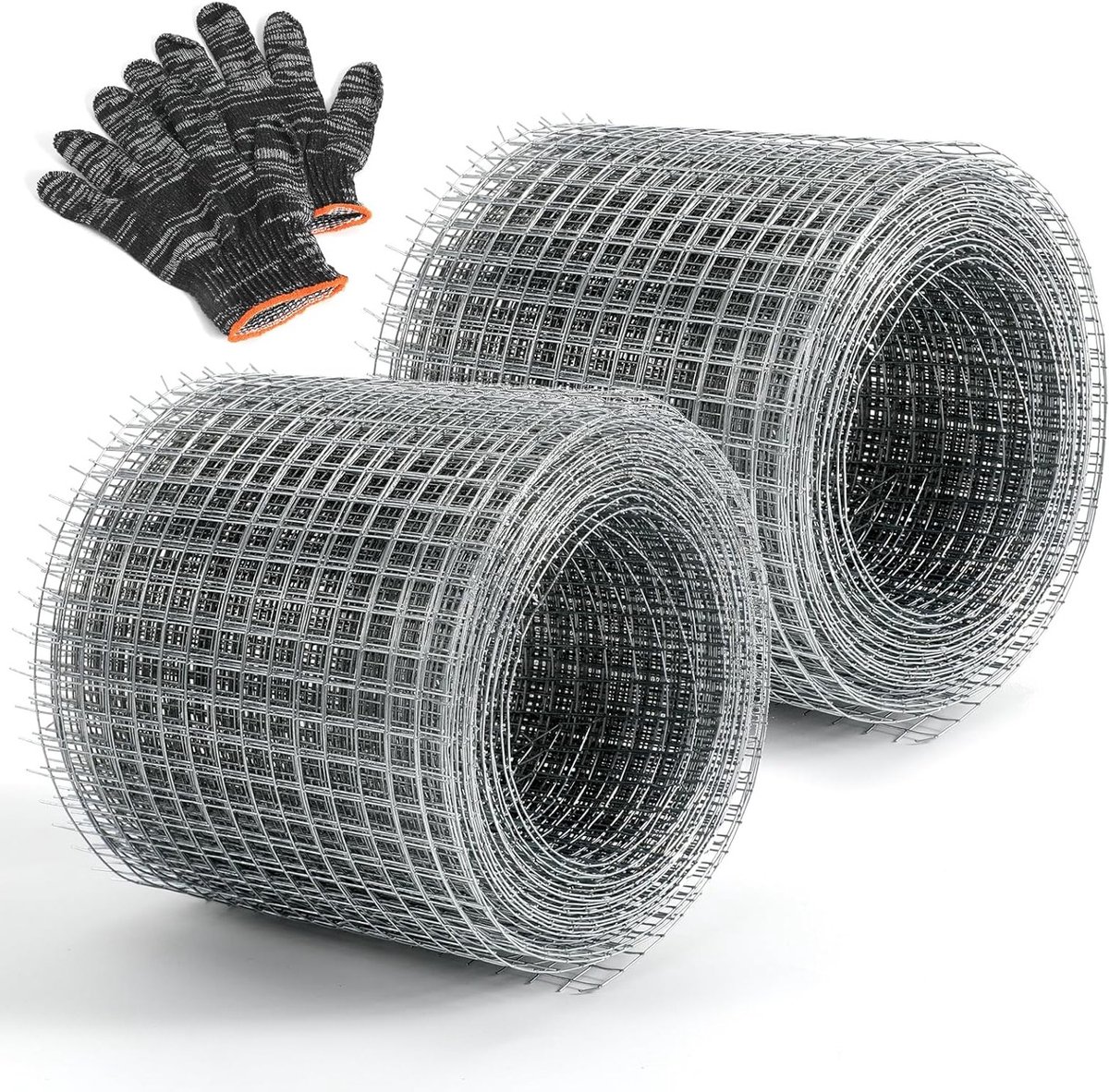 Dichtheid en stevige tuinhek tegen knaagdieren, gegalvaniseerd staal, 10 cm x 6 m, inclusief handschoenen