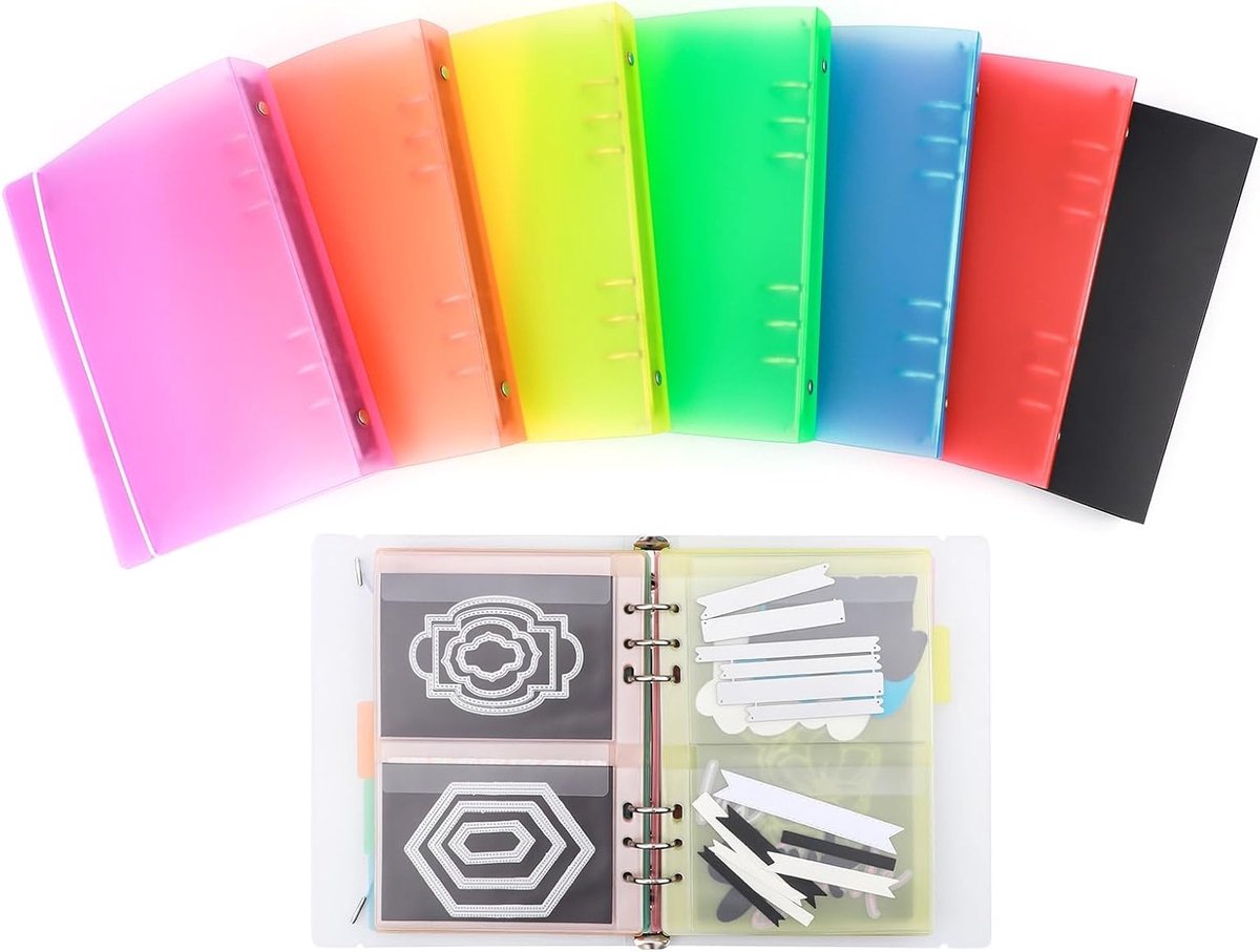 Set van 8 Stuks A5 6-Ring Binder Covers van Zacht PVC - Transparant en Matte Oppervlakte voor Herbruikbare Notitieboekjes en Stempel- en Stansopslag — cadeau in Cadeau-ideeën - foto 8
