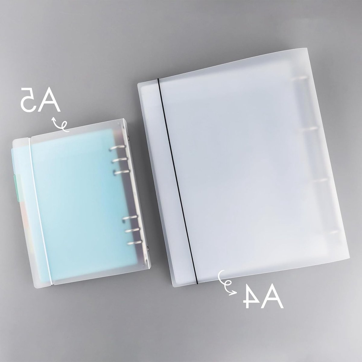 Set van 8 A4 4 Ring Binders met Transparante Soft PVC Covers voor Herbruikbare Notitieboeken en Stempels, Matte Oppervlak, 8 Kleuren — cadeau in Cadeau-ideeën - foto 6