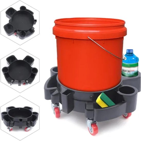 Emmerwagen, Zitten Mobiele Auto Wassen Emmer Winkel met 5 Wielen - Heavy Duty Wasrol met Gereedschapsbak, Auto Gereedschap voor, Detaillering — afbeelding 5