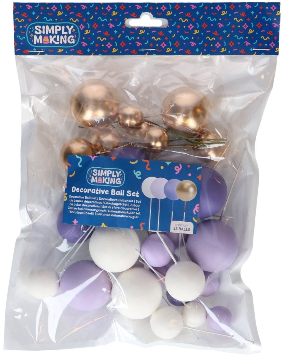 Simply Making Decoratieve Ballenset Paars Ombre & Goud pk/32