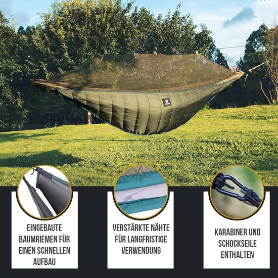 Hangmat Onderdeken - Isolatiemat Warmtebescherming - Outdoor Kamperen - Ultralicht Ontwerp - 280 x 120 cm - Legergroen — afbeelding 2