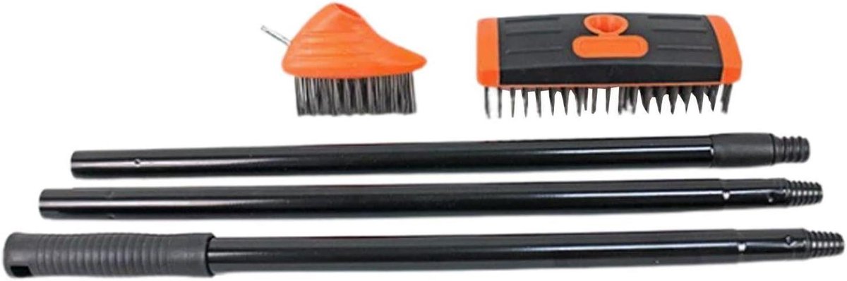 Onkruid Verwijderaar Set - Voegen Reiniger - Terras Onderhoud - Dubbele Borstelkop - 44 x 11 x 6 cm - Grijs