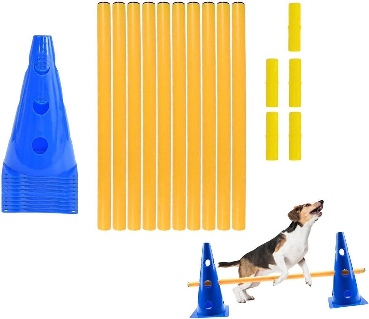 Honden Behendigheidsset - Honden Trainingsset - Hondentraining Buiten - Verstelbare Hindernissen - 2.8 kg - Meerdere Kleuren