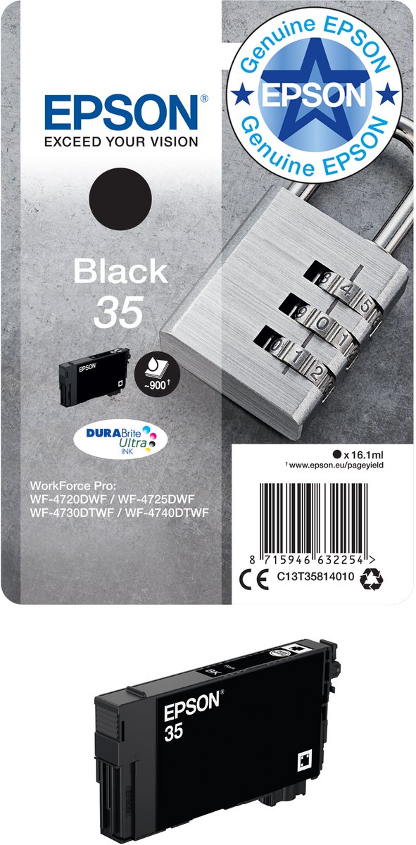 Epson Padlock enkelverpakking zwart 35 DURABrite Ultra inkt