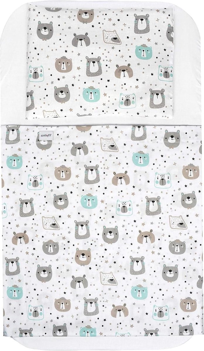 Beddengoed set - Babybeddengoed wieg - Veilige slaap - Waterdichte bescherming - 75x35 cm - Schattige beren