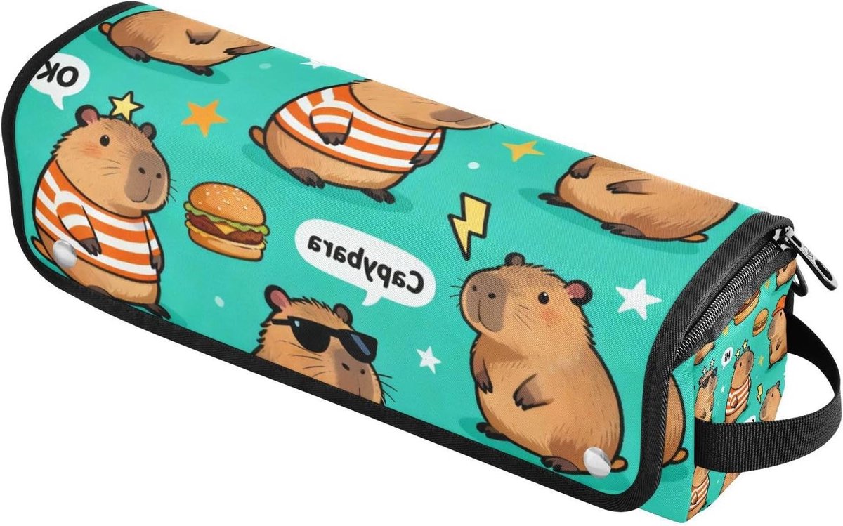 Krultang Reishouder - Opbergtas Styling - Haarstyling Onderweg - Hittebestendige Mat - 37 cm Lengte - Cartoon Print