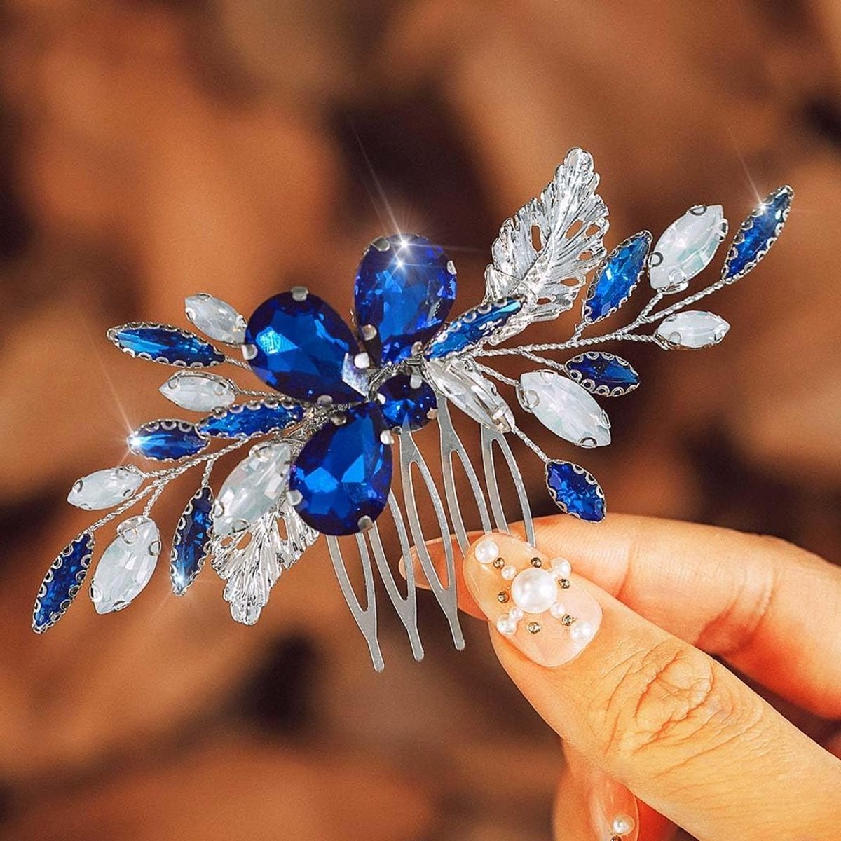 Bruidssieraden Haaraccessoires voor Bruiloft - Strass Haarkam Blauw