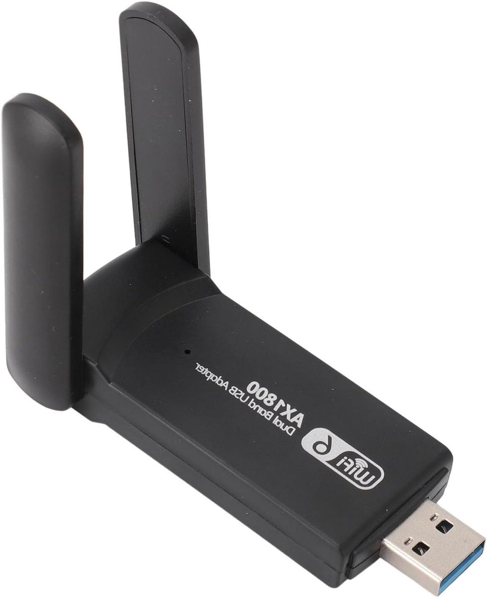 Draadloze Netwerkadapter - Wifi Dongle - Snelle Internetverbinding - WiFi 6 Dual Band - 1800Mbps - Zwart