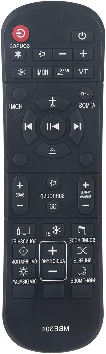 Afstandsbediening - Soundbar Bediening - Home Cinema - Directe Werking - 10 Meter Bereik - Zwart