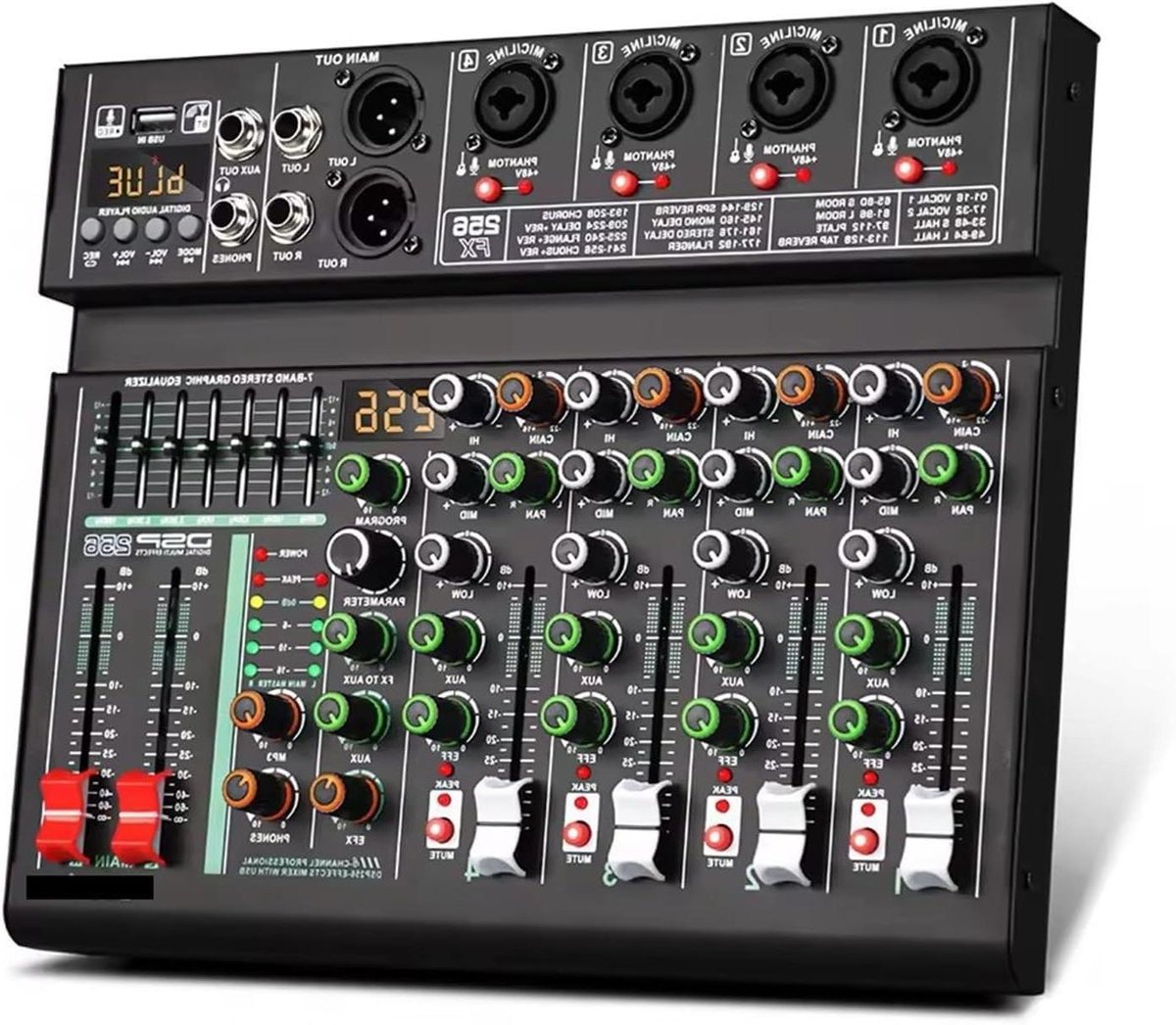 DJ Mixer - Geluidsconsole - Muziek Maken - 256 DSP Effecten - 4 Kanalen - Zwart