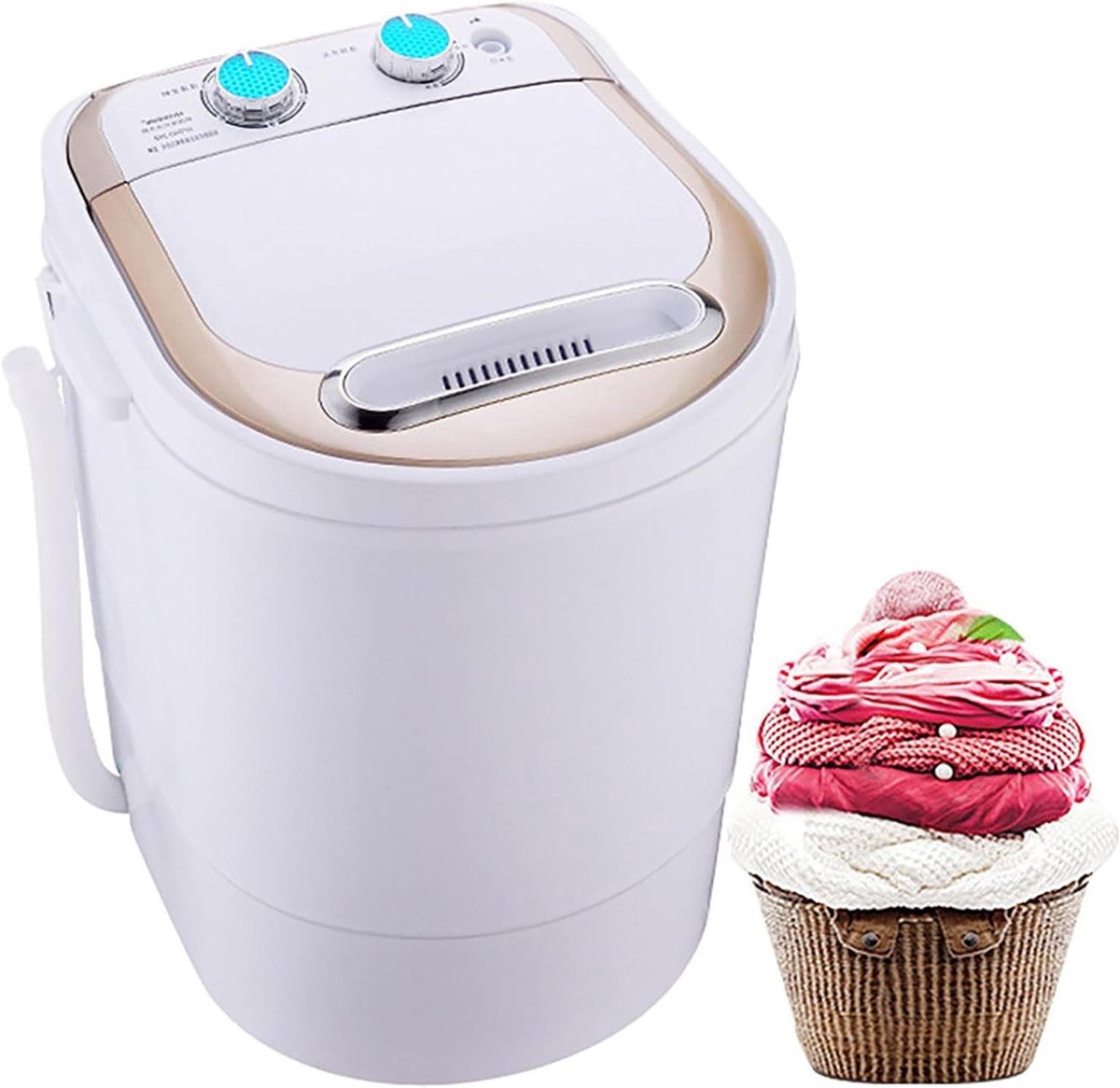 Mini Wasmachine Compacte Wasmachine Kleine Wasjes Met Afvoermand 4.5 kg Capaciteit Witgoud